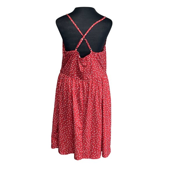 Womens Red Polka Dot Button-Front Sundress With Pockets & Adjustable Straps Size - Picture 3 of 9